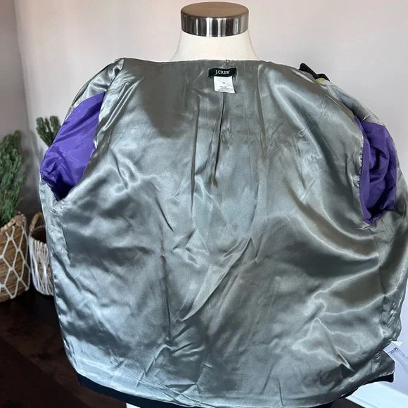 J. Crew Coat Blazer Ruffle Feminine 100% Cotton Canvas Y2K 60s Black Size 12 - Picture 10 of 13